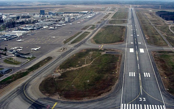 One of the runways from Helsinki-Vantaa Airport. 